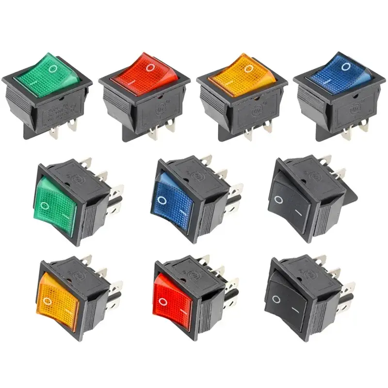 5/20Pcs KCD4 4/6Pin Snap-in Switch ON/OFF Rocker Switch Led Light Toggle Switches 25x31mm 16A 250V AC