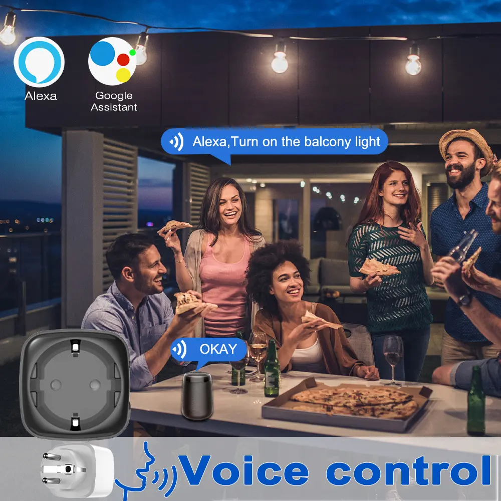 SIXWGH Smart Home Socket WiFi 16A/20A EU Socket Tuya Remote Control Timer Power Monitor Supports Voice Google Home Alexa