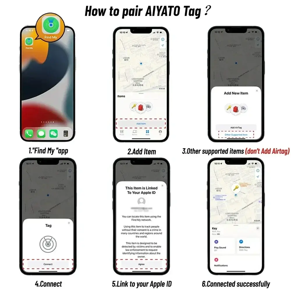 Bluetooth GPS Smart Tracker Work with Apple Find My APP ITag Anti Lost Reminder Device MFI Rated Locator Car Key Pet Kids Finder