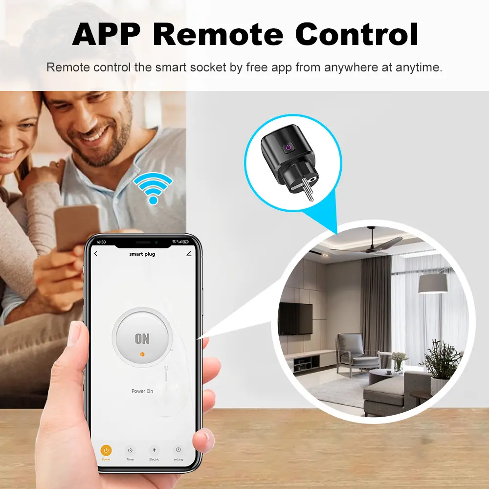 Tuya WiFi & Bluetooth Smart Socket 20A EU Plug With Power Monitoring Timing Function Voice Control work With Alexa Google Home