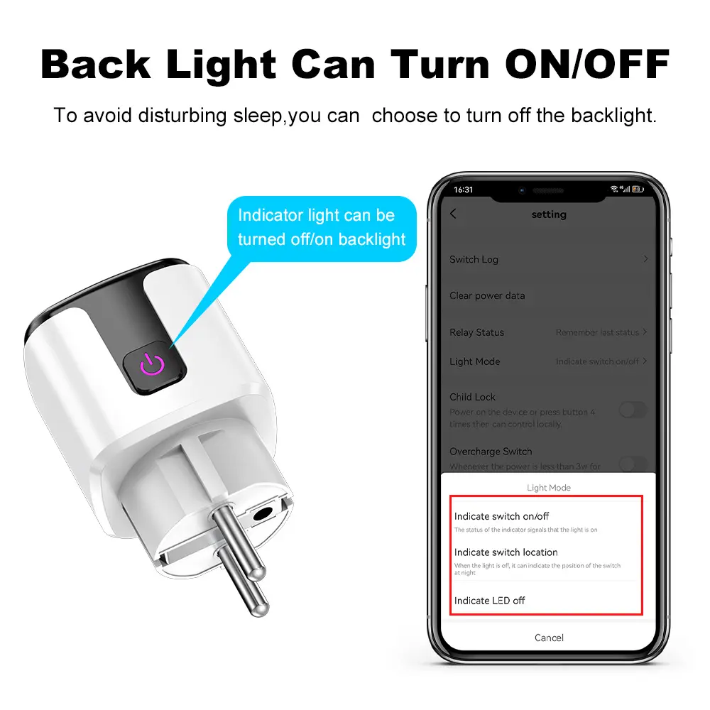 Tuya WiFi & Bluetooth Smart Socket 20A EU Plug With Power Monitoring Timing Function Voice Control work With Alexa Google Home