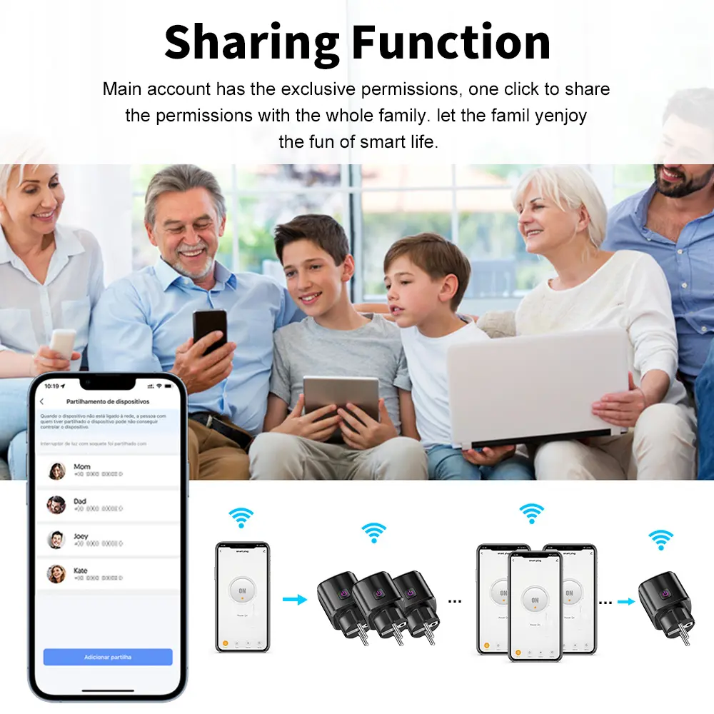 Tuya WiFi & Bluetooth Smart Socket 20A EU Plug With Power Monitoring Timing Function Voice Control work With Alexa Google Home