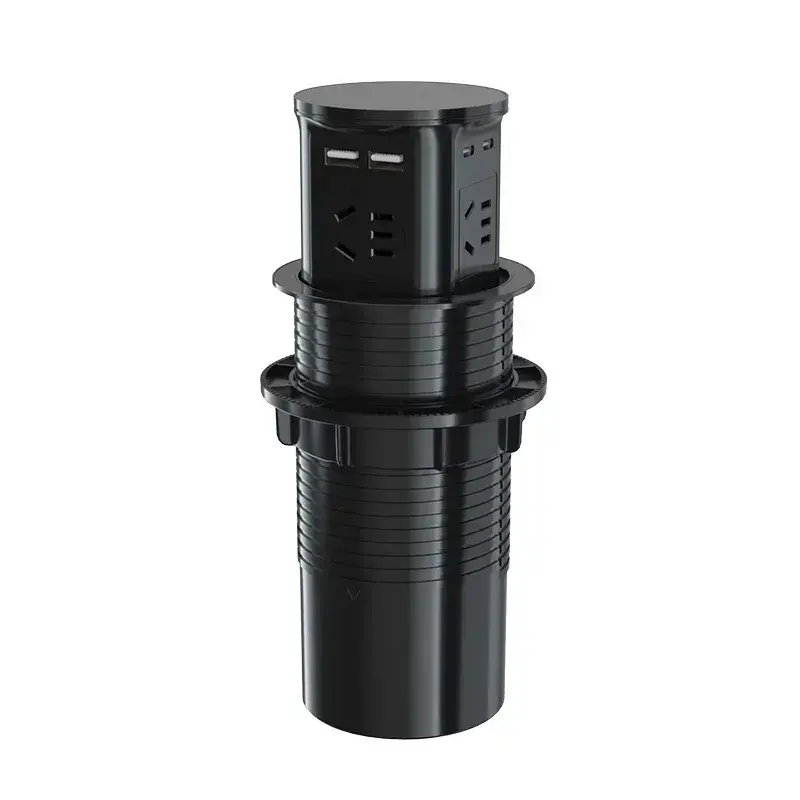 Intelligent Hydraulic Pop Up Power Socket US/UK/UN/TL Plug Adapter, 4-Sided Outlet, Hidden Installation Smart Retractable Socket