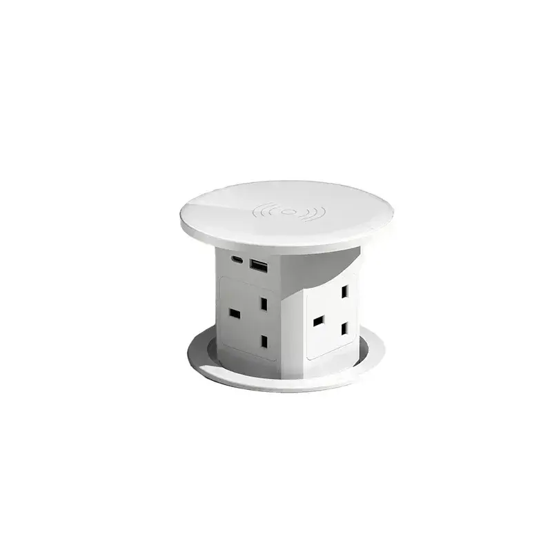 Intelligent Hydraulic Pop Up Power Socket US/UK/UN/TL Plug Adapter, 4-Sided Outlet, Hidden Installation Smart Retractable Socket