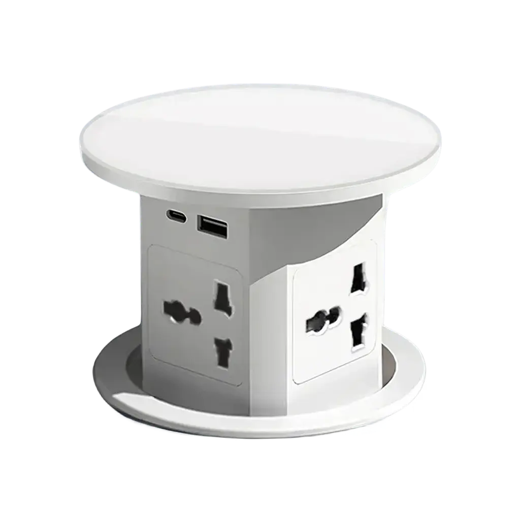 Intelligent Pop-up Socket White Color UNUS/UK/TL/CN Plug Adapter,Built-in,Hidden Installation Smart Retractable Socket With USB