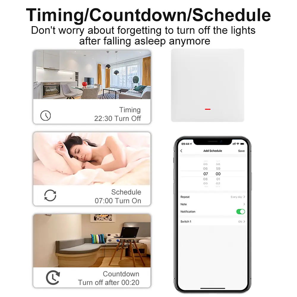 Tuya Smart Wall Light Switch Push Button Control No/With Neutral Wire APP Remote Timing  Support Alexa Google Home Yandex Alice