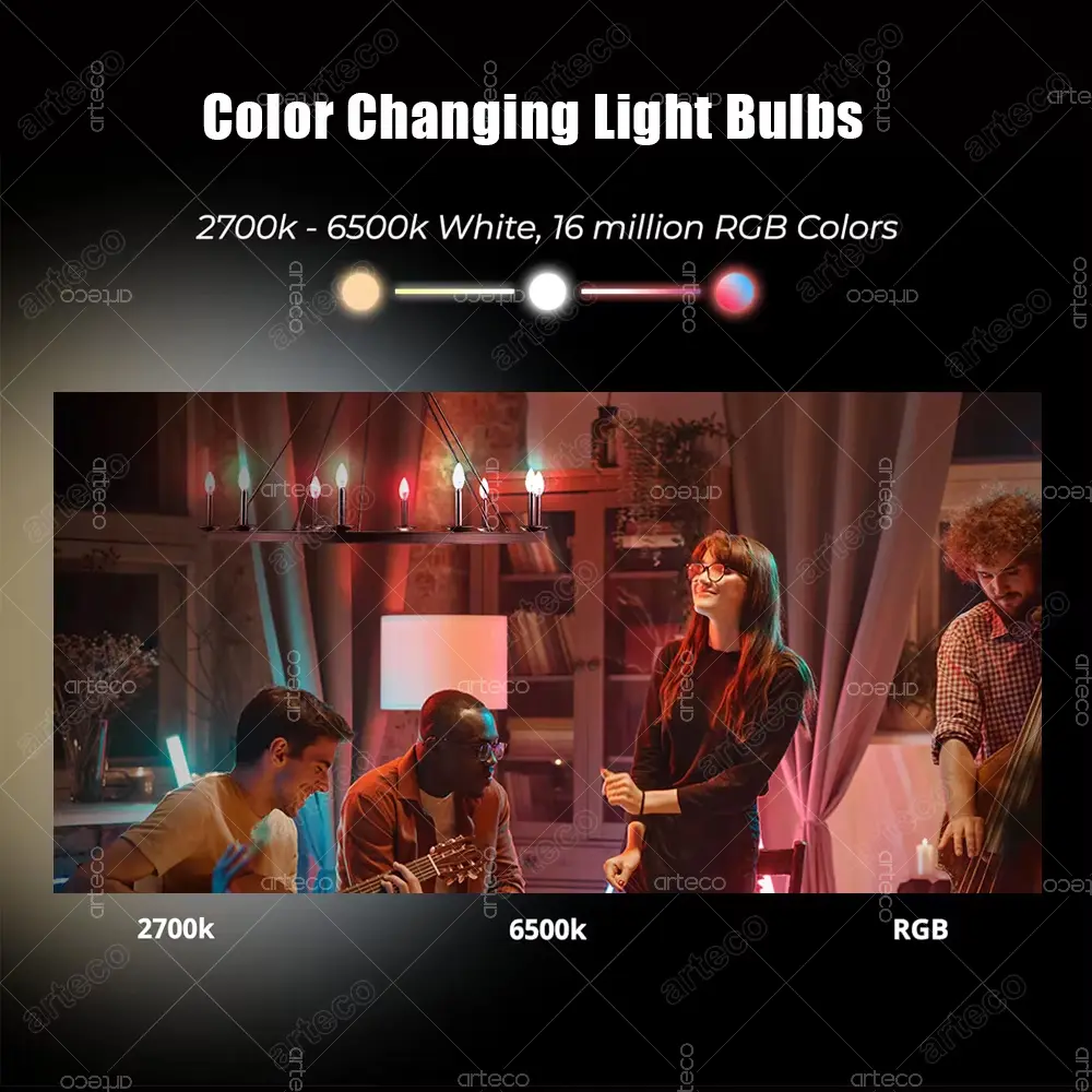 Tuya E14 Candle Lamp Smart Life App Control Smart Bulb WiFi Bluetooth RGB+CW LED Light 220V Dimmable Crystal Lamps Room Decorate