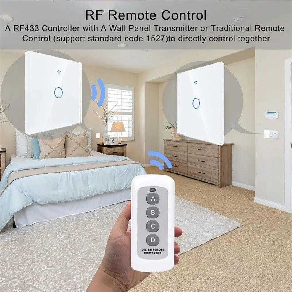 WiFi Smart Switch EU Light Wall Touch Switch 220V No Need Neutral Wire Tuya Smart Life Work with Alexa Google Home 1/2/3/4 Gang
