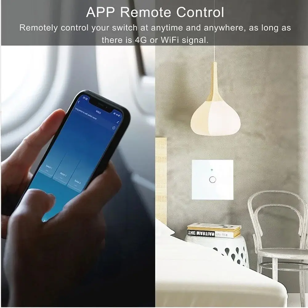 WiFi Smart Switch EU Light Wall Touch Switch 220V No Need Neutral Wire Tuya Smart Life Work with Alexa Google Home 1/2/3/4 Gang