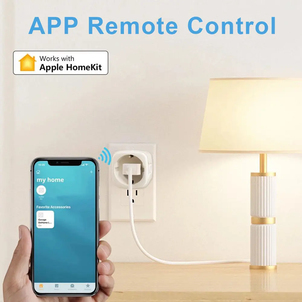 Matter WiFi Smart Socket 16/20A Power EU Home Appliance Mini Smart Plug Adapter APP Control Works with HomeKit Siri Alexa Google