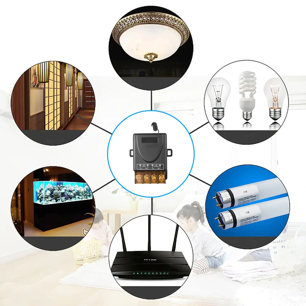 433Mhz Wireless Remote Control Switch AC 110V 220V 30A Relay 1CH Receiver Controller and 2botton RF 433 Mhz Transmitter
