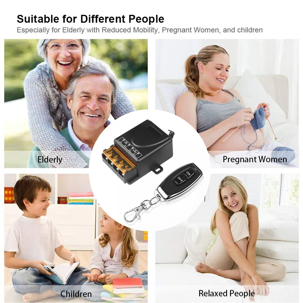 433Mhz Wireless Remote Control Switch AC 110V 220V 30A Relay 1CH Receiver Controller and 2botton RF 433 Mhz Transmitter