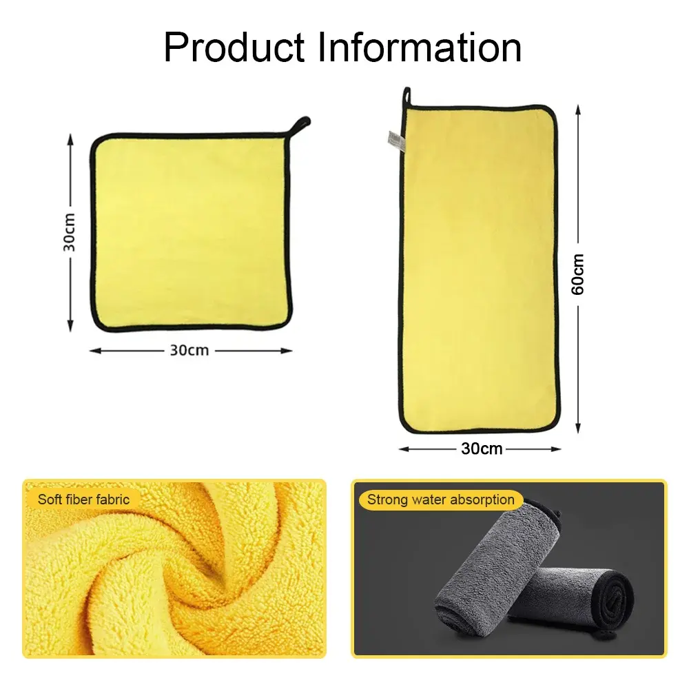 5PCS Microfiber Towel Car Microfiber Cloth Wash Towel Microfiber Cleaning Cloth Car Wash Drying Towel Auto Detailing