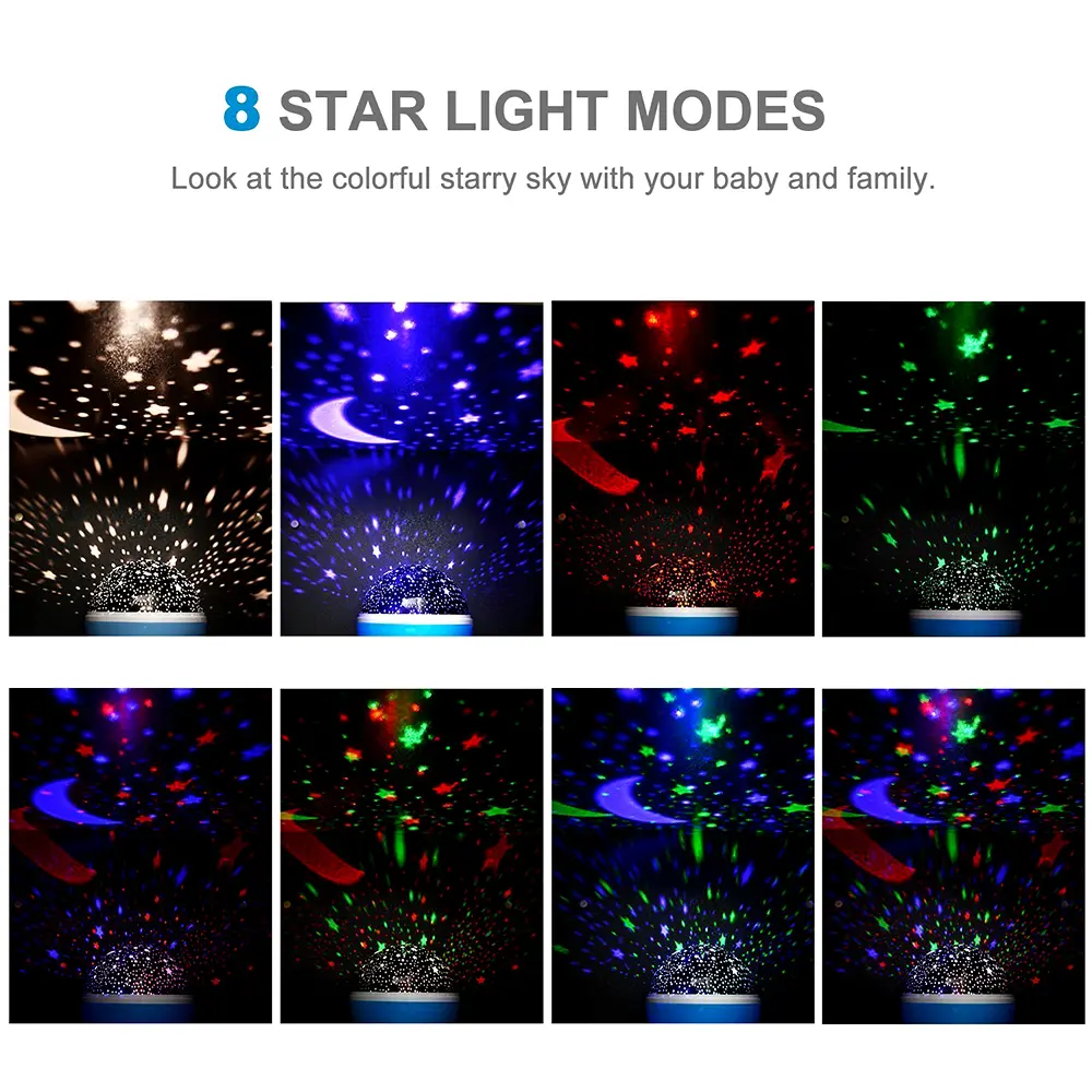 Colorful LED Starry Sky Projector Light Rotating Magic Ball Moon Star Night Light Bedroom Atmosphere Lamp For Home Decoration