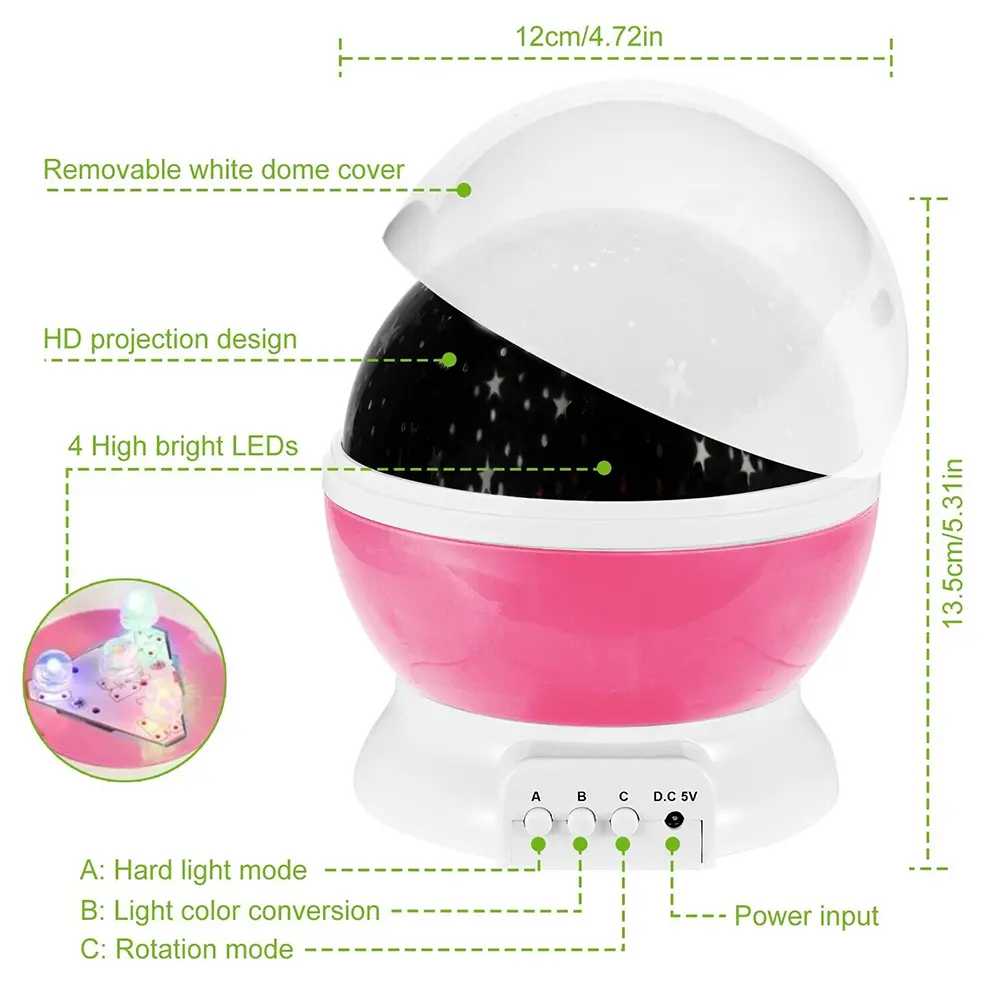 Colorful LED Starry Sky Projector Light Rotating Magic Ball Moon Star Night Light Bedroom Atmosphere Lamp For Home Decoration