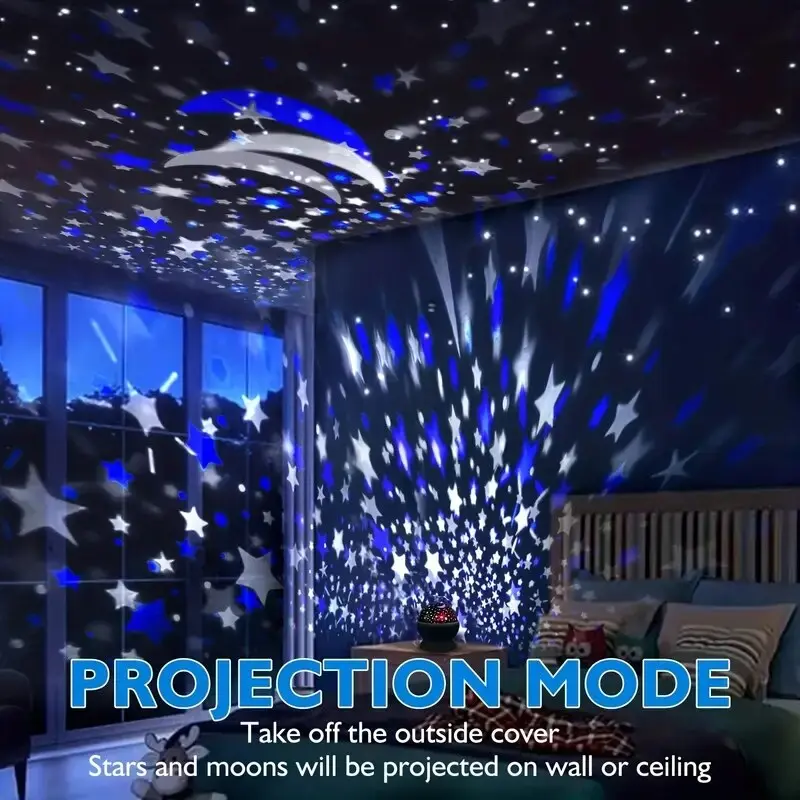 Colorful LED Starry Sky Projector Light Rotating Magic Ball Moon Star Night Light Bedroom Atmosphere Lamp For Home Decoration