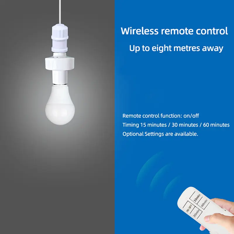 Smart Remote Control Light Switch E27 LED Lamp Wireless Timer Holder Bulb Base Socket On/Off 30M Range For Ceiling Chandelier