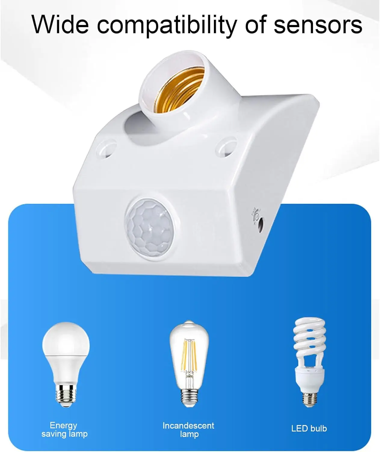 AC110-240V LED Automatic Human Body Infrared IR Sensor Lamp Holder LED Bulb Light E27 Base Wall Lamp Holder