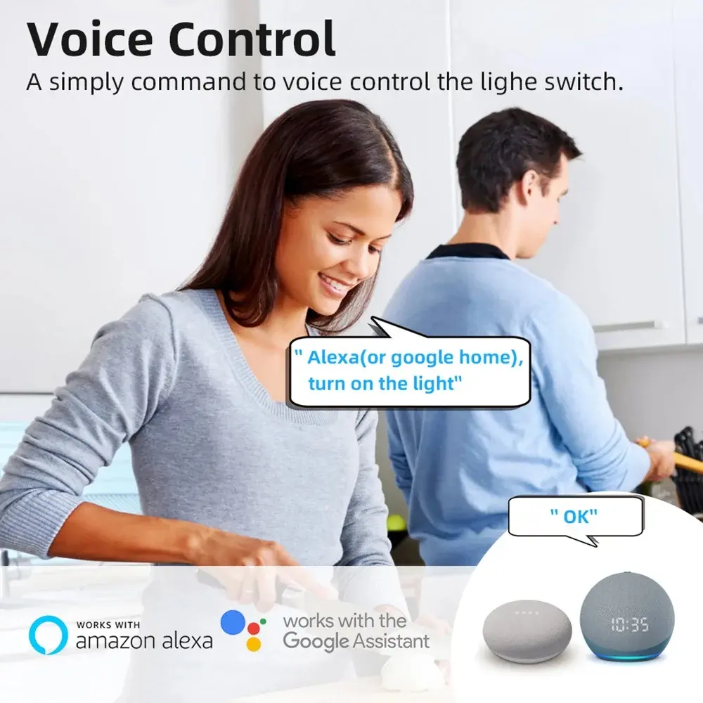 Tuya WiFi Smart Switch 16A  Module 2-way Control Mini Switch Breaker Smart Life Work With Alexa Google Alice