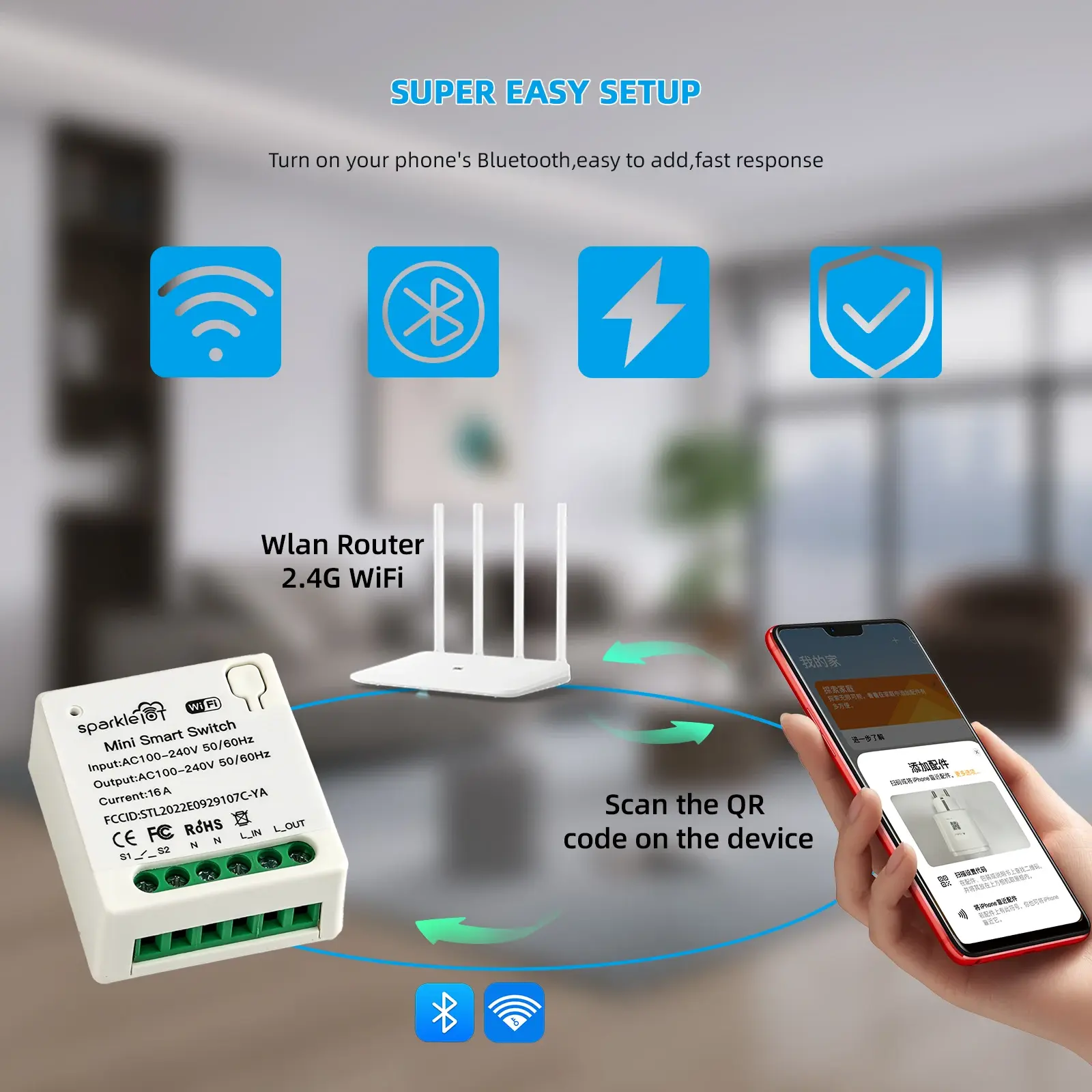 Matter 16A WiFi mini Smart Switch Pass-through Disconnect Dual Control Outletorks Remote Control Timer