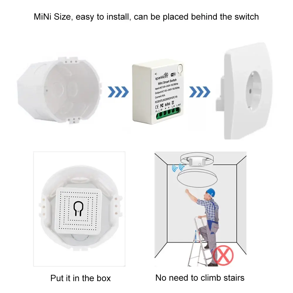 Matter 16A WiFi mini Smart Switch Pass-through Disconnect Dual Control Outletorks Remote Control Timer