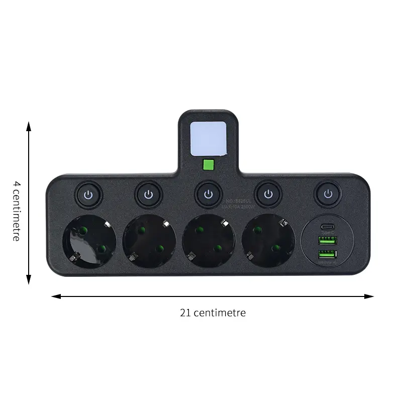 EU Plug Outlet 4 Sockets Electrical Socket No Extension Cord With USB Type-C Ports Two specifications