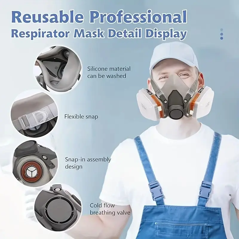 New 7in1/16in1 6200 Dust Gas Respirator Half Face Dust Mask For Painting Spraying Organic Vapor Chemical Gas Filter Work Safety