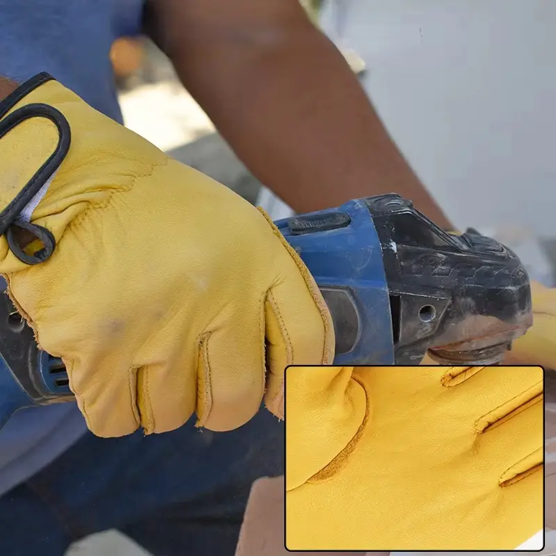 Work Gloves Cowhide Leather Workers Work Welding Safety Protection Garden Sports Motorcycle Driver Wear-resistant Gloves