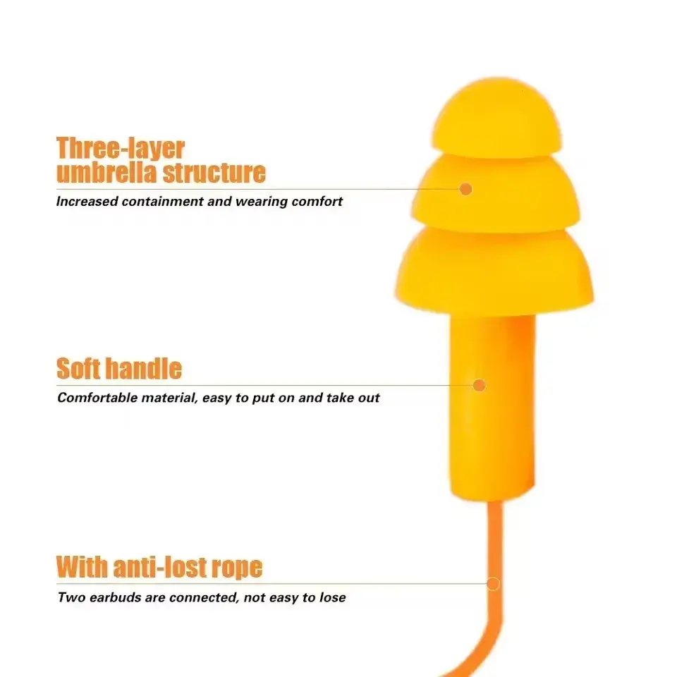 1-10Pairs Noise Cancelling Silicone Earplugs Reusable Earplug With Rope Waterproof Swimming Rubber Ear Plugs Come with Box