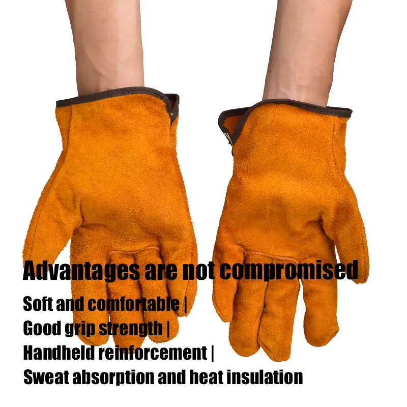 Men Work Gloves Welding Protection Cowhide Electrician Gloves Insulating Leather Security Wear-resistant Mechanic Gloves