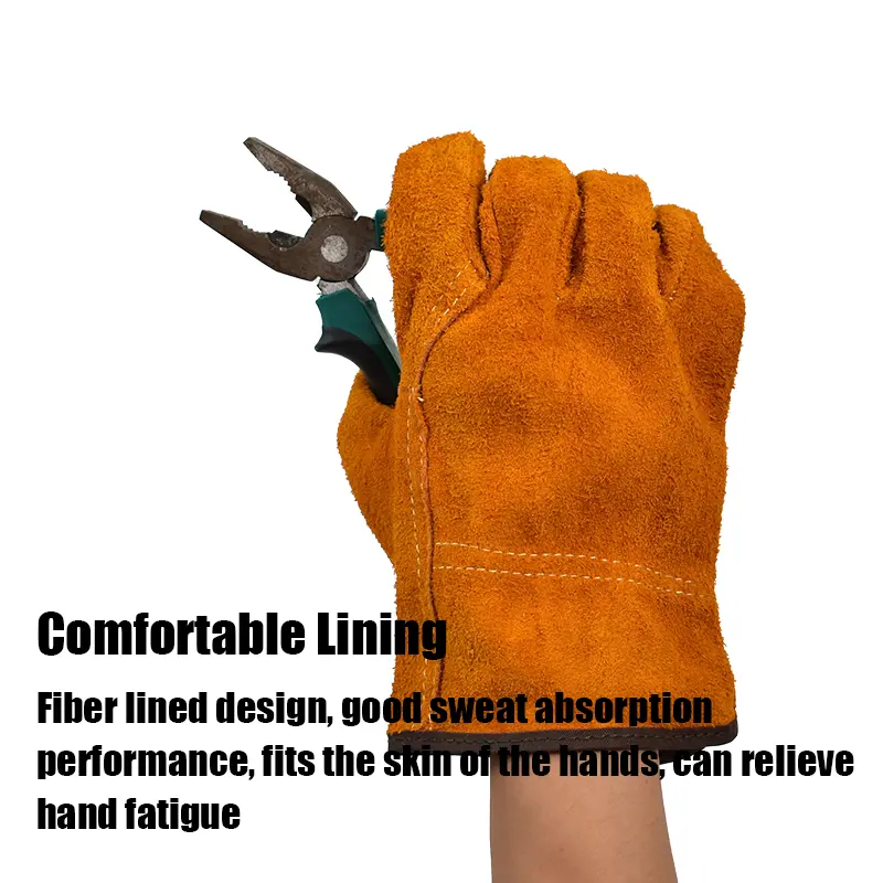 Men Work Gloves Welding Protection Cowhide Electrician Gloves Insulating Leather Security Wear-resistant Mechanic Gloves