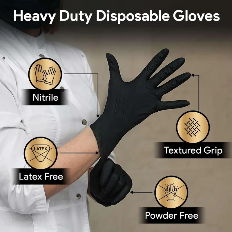 20/50/100PCS Black Nitrile Disposable Gloves 4Mil Latex Free Safety & Work Gloves for Household Hair Dye Mechanic Tattoo Gloves