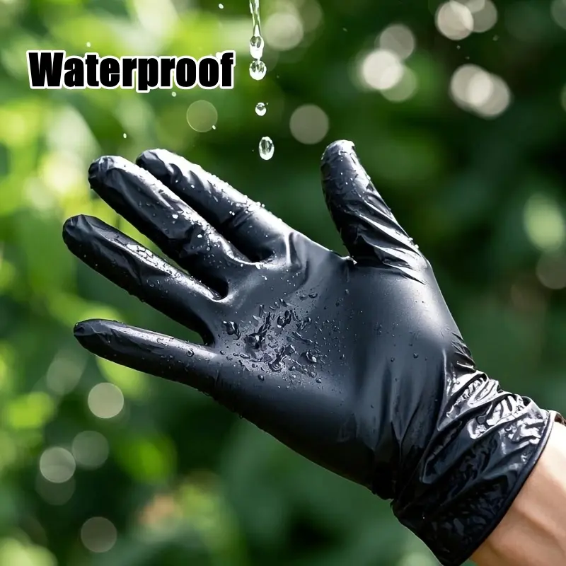 20/50/100PCS Black Nitrile Disposable Gloves 4Mil Latex Free Safety & Work Gloves for Household Hair Dye Mechanic Tattoo Gloves