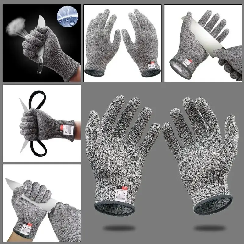 1/2pairs Grade 5 Cut Resistant Gloves Kitchen HPPE Scratch Resistant Glass Cutting  for Gardeners Work Gloves