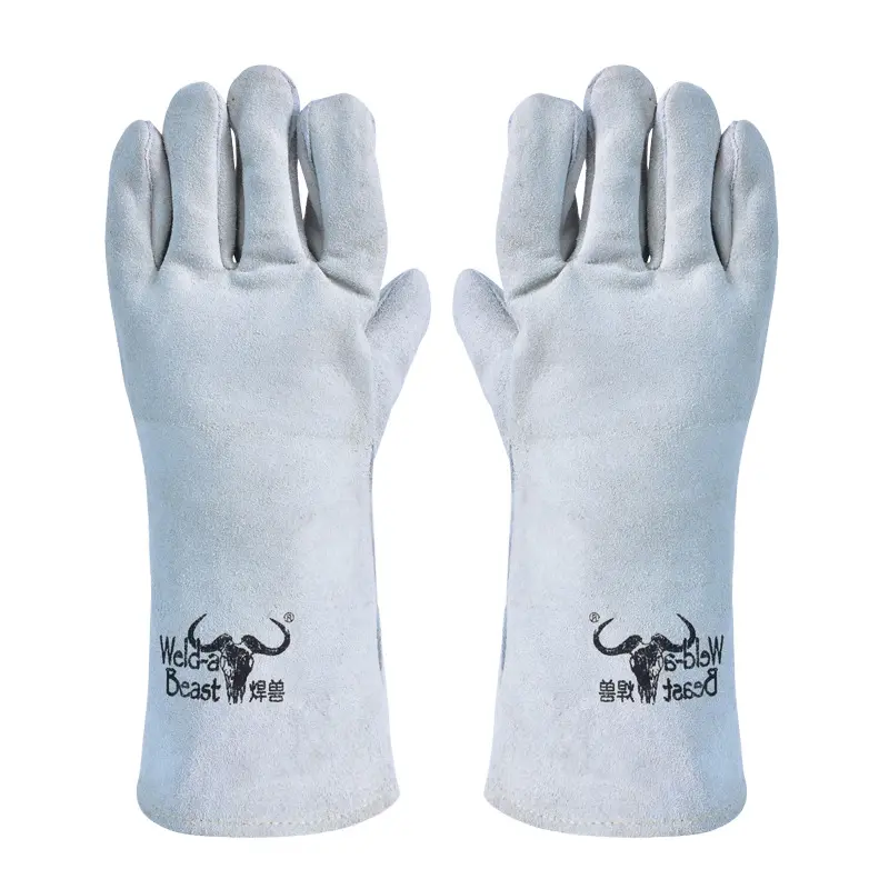 All Cowhide Electric Welding Gloves Welding Beast Double Thickness Welding Heat Insulation Wear-resistant Lengthening Welder