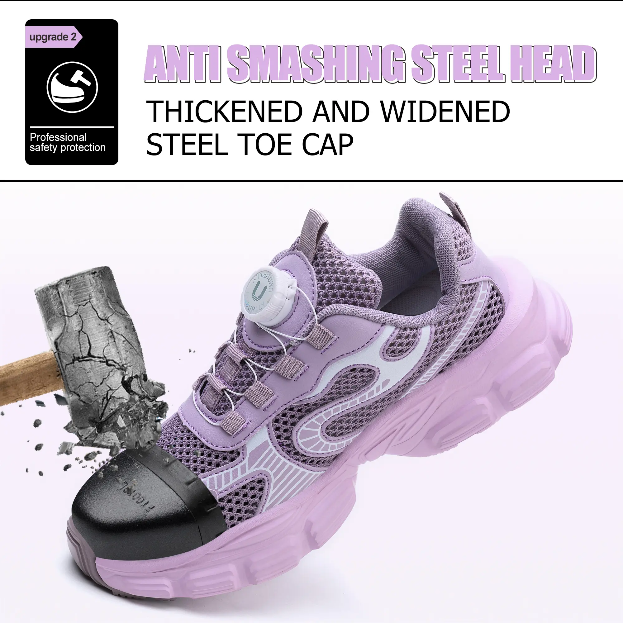 Summer button women's steel head safety shoes Smashing breathable upper Workshop factory women's work shoes