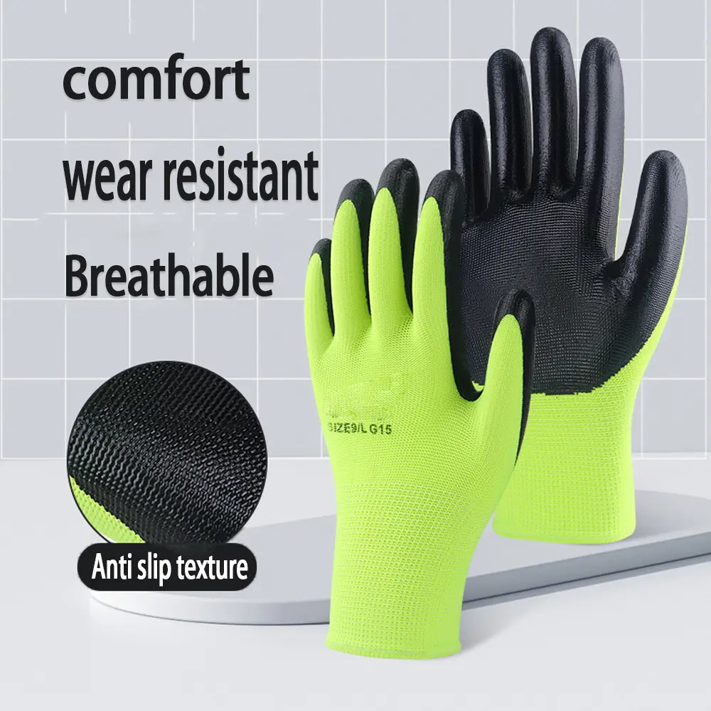 6/12/24/48 pairs of work gloves with durable wrinkled latex coating, suitable for construction, warehouse handling, gardening