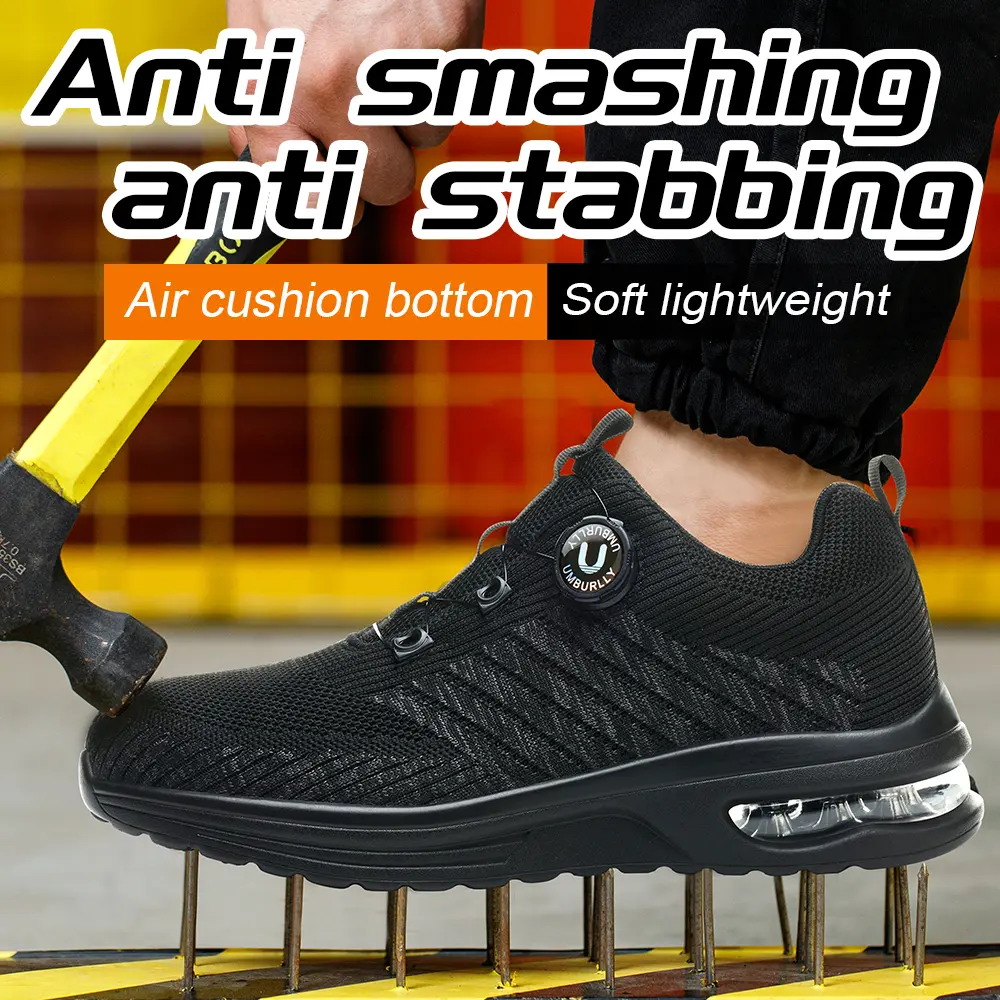 Mens Mesh Steel Toe Work Shoes Breathable Work Shoes Man Safety Shoes Lightweight Puncture-Proof Safety Shoes Hiking Sneakers