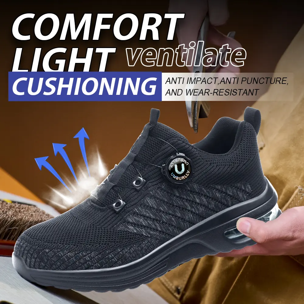 Mens Mesh Steel Toe Work Shoes Breathable Work Shoes Man Safety Shoes Lightweight Puncture-Proof Safety Shoes Hiking Sneakers