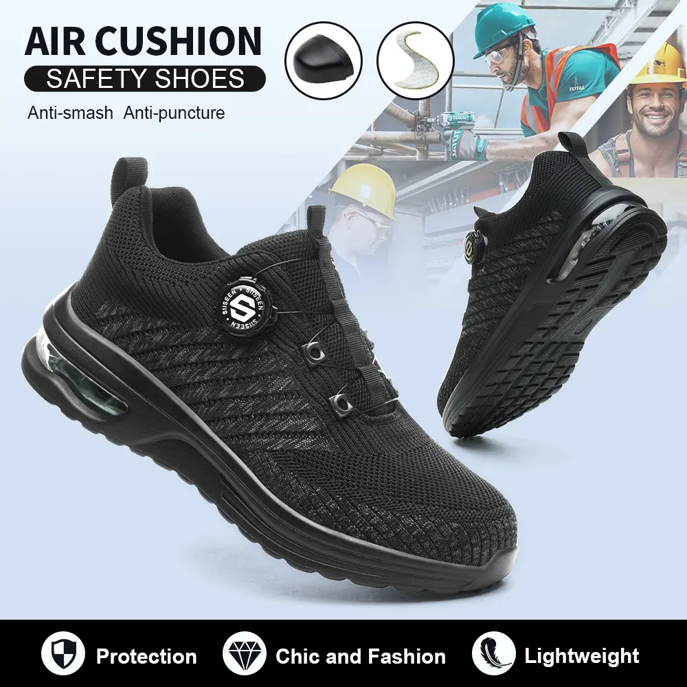 Mens Mesh Steel Toe Work Shoes Breathable Work Shoes Man Safety Shoes Lightweight Puncture-Proof Safety Shoes Hiking Sneakers