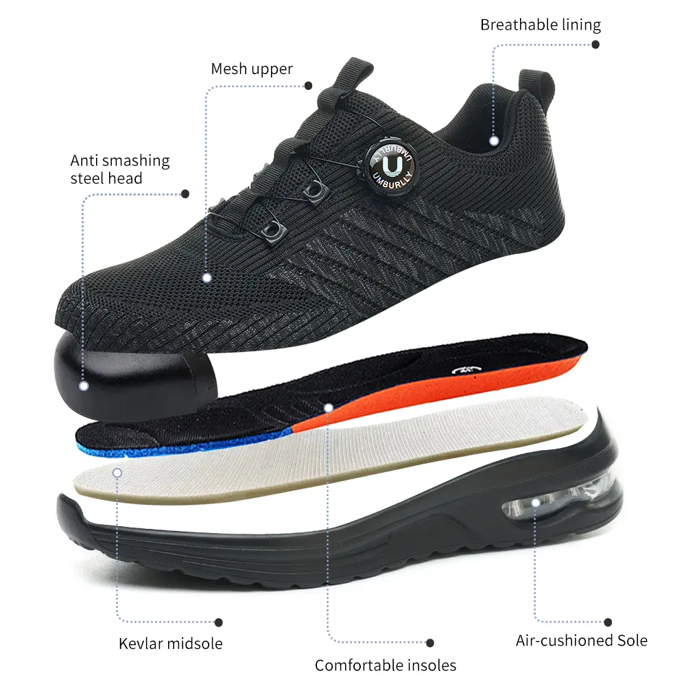 Mens Mesh Steel Toe Work Shoes Breathable Work Shoes Man Safety Shoes Lightweight Puncture-Proof Safety Shoes Hiking Sneakers