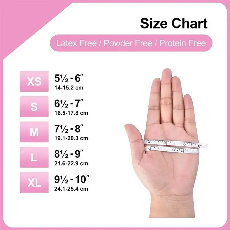 Pink Disposable Gloves Latex & Powder Free Non-Sterile Nitrile Gloves for Cleaning Esthetician Cooking Hair Dye 20/50/100Count