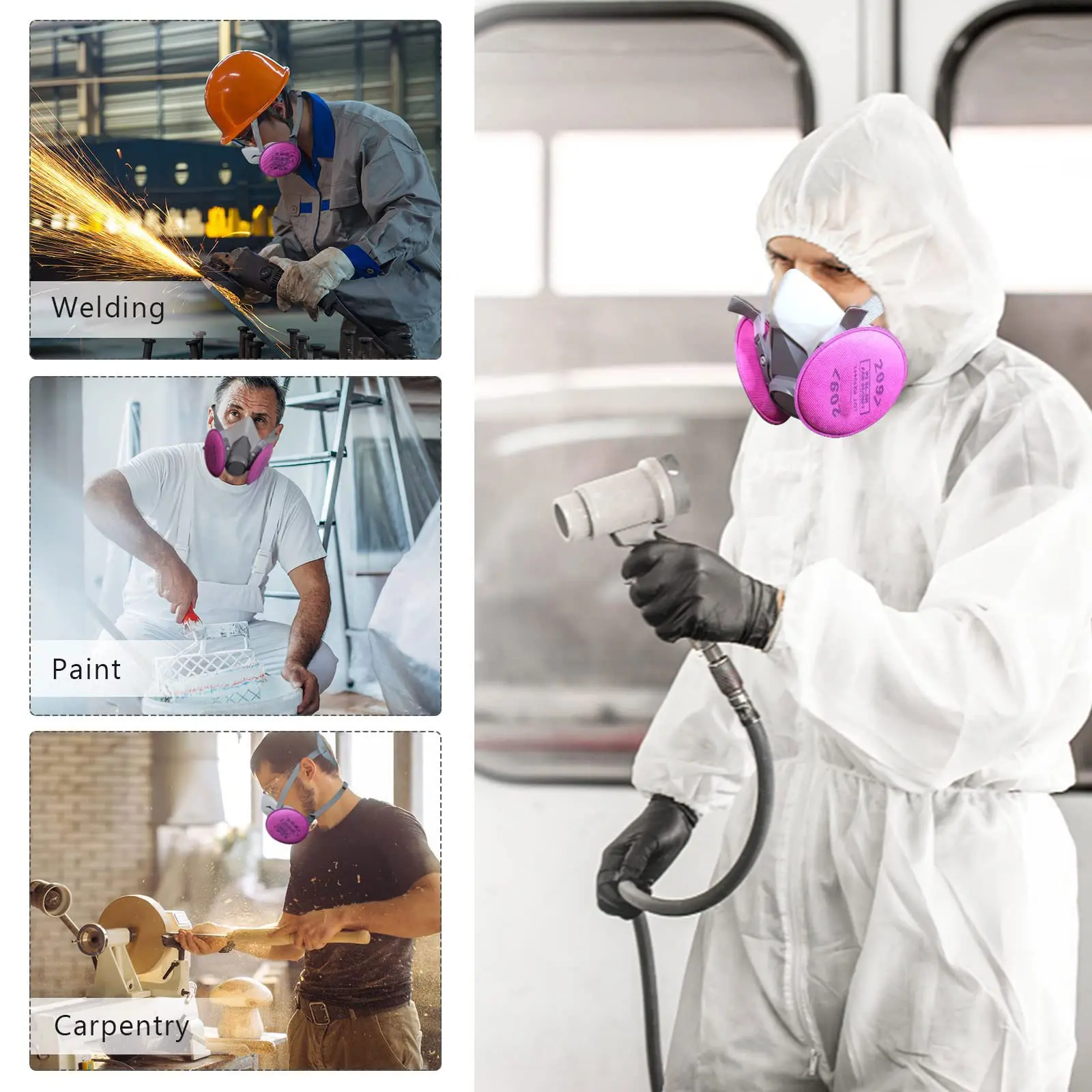 27in1 Gas Mask 6200 Set Vehicle Painting Spray with Cartridge Box 6001/6002 Orgainc Acid Vapors 5N11 Filters Dust-proof Mining