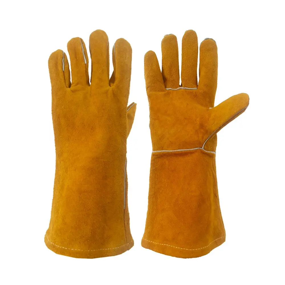 Fire Resistant Gloves Durable,Cowhide Leather Gloves,Long Welding Gloves,Non-Slip,Men's Cowhide Work Gloves