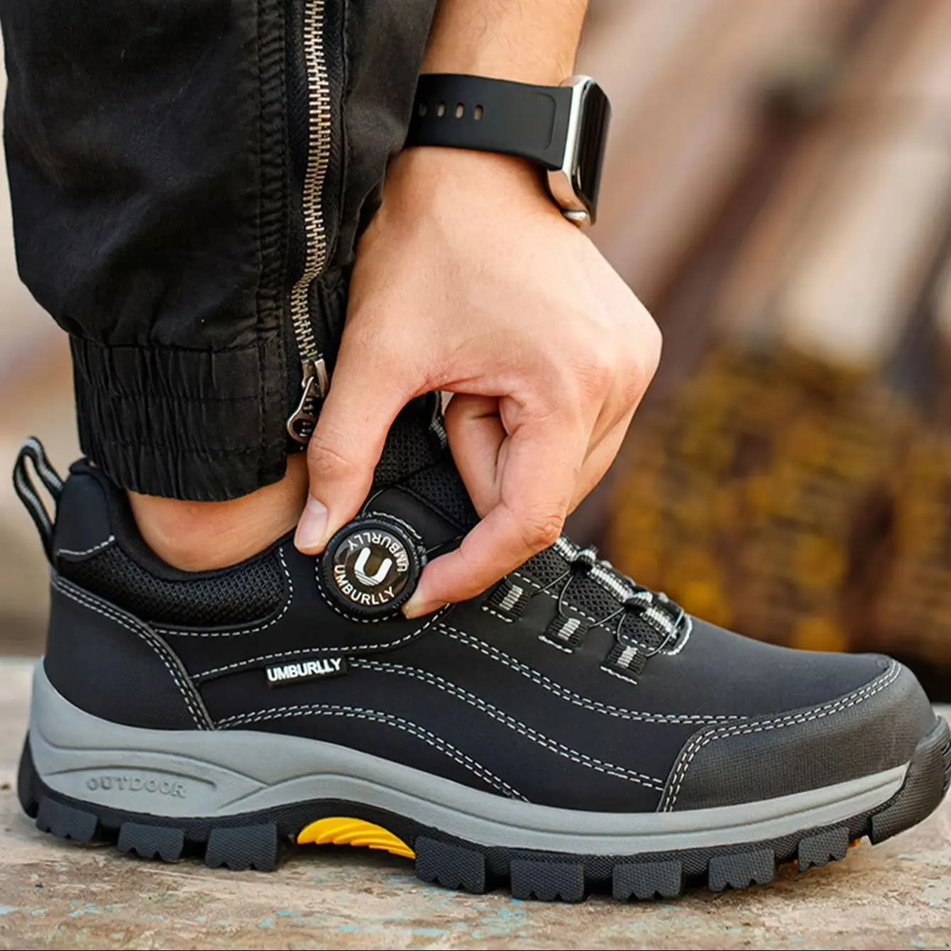 Men's Steel Head Safety Shoes Puncture And Smash Resistant Lightweight Sole Breathable Upper for Outdoor Workshop Work Shoes