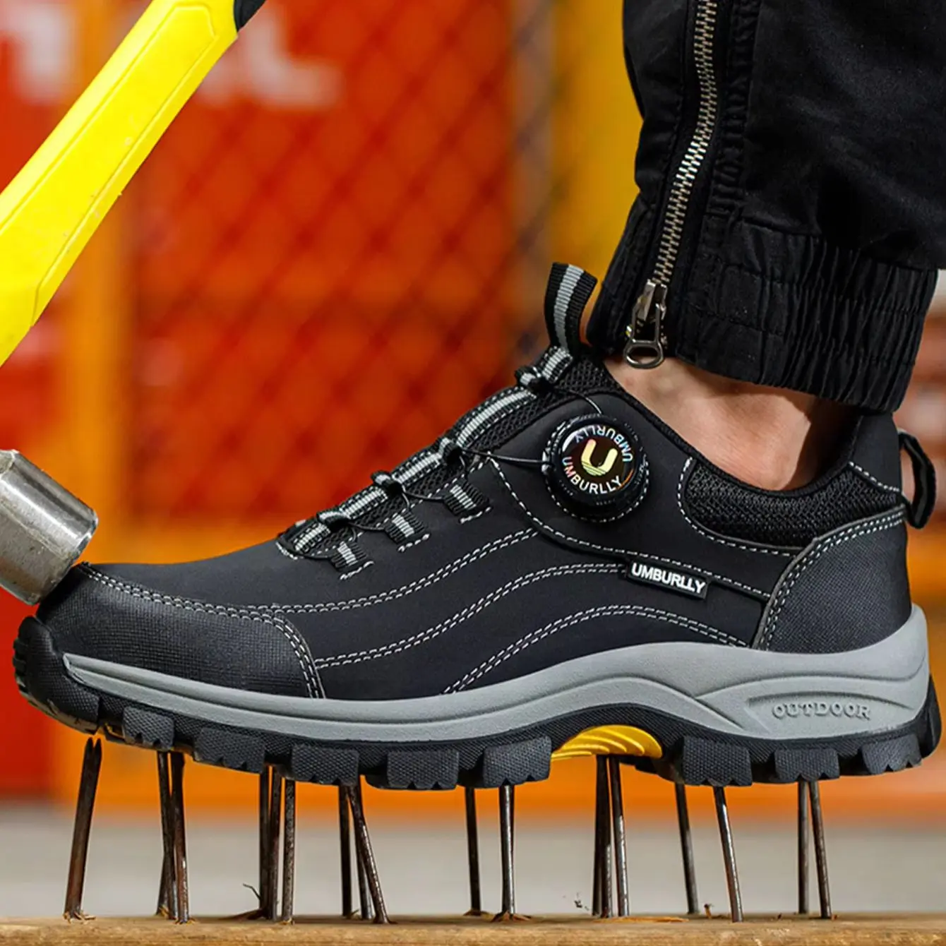 Men's Steel Head Safety Shoes Puncture And Smash Resistant Lightweight Sole Breathable Upper for Outdoor Workshop Work Shoes