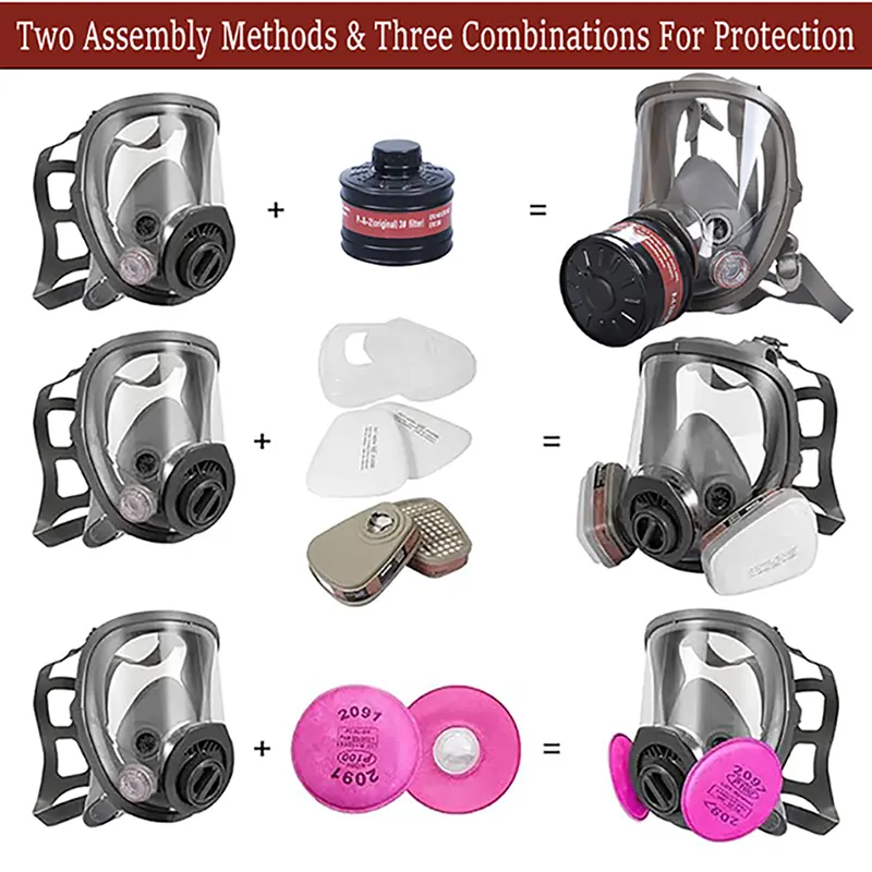 6800 Full Face Respirator - Reusable Full Facepiece Mask for Acid Gases/Vapors, Chemical Environments & Dust