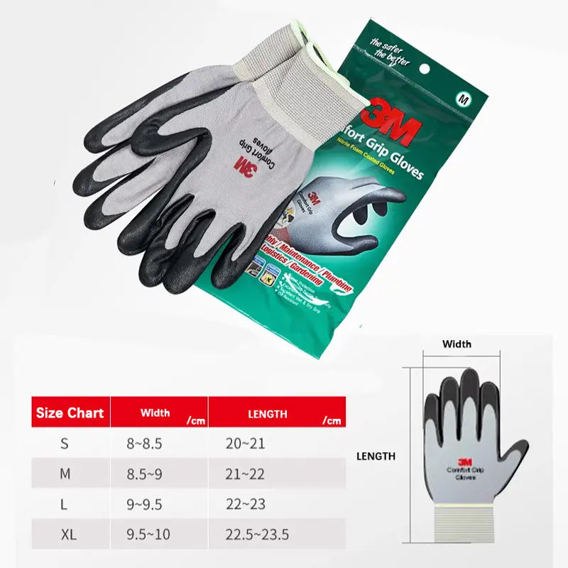 3M Protective Gloves Wear-resistant and non-slip Work Gloves Nitrile Coated Industrial Gloves Safety Protection