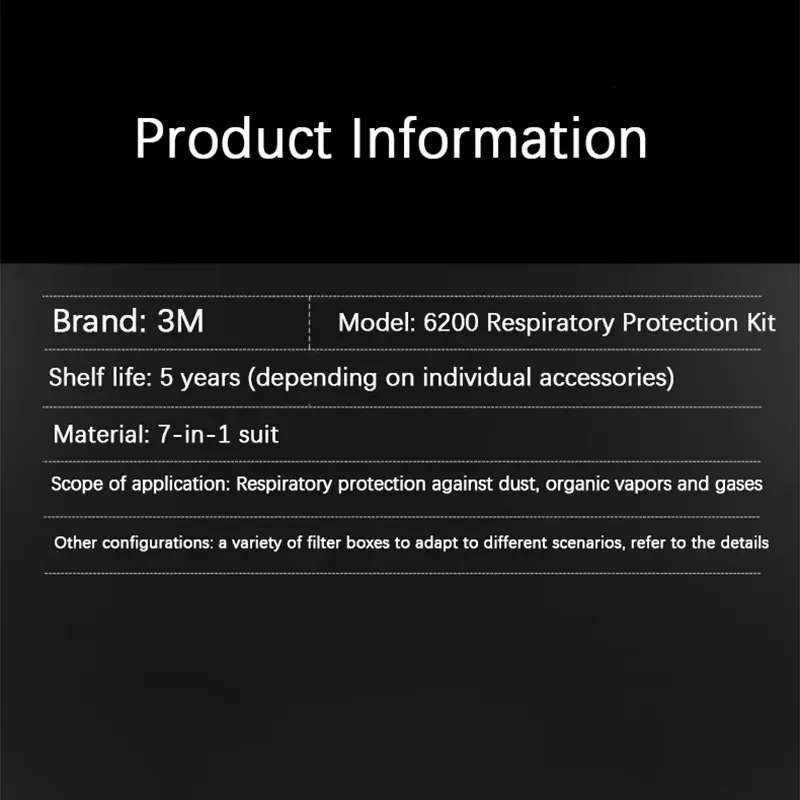 3M 6200 Gas Mask Spray Paint Dust Filter Box Chemical Mask Organic Gas Protection Industrial Filter Cotton Mask