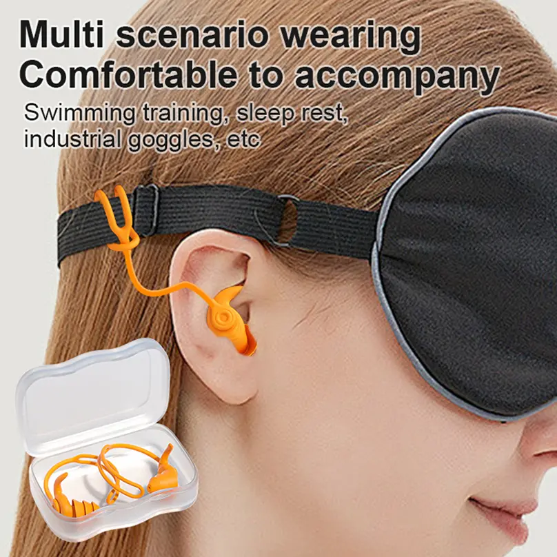 1 Pair Ear Plugs Tapones Oido Dormir Swimming Noise Reduction Ear Plug In Silicone With Rope Bouchons Oreilles Sleeping Earplugs